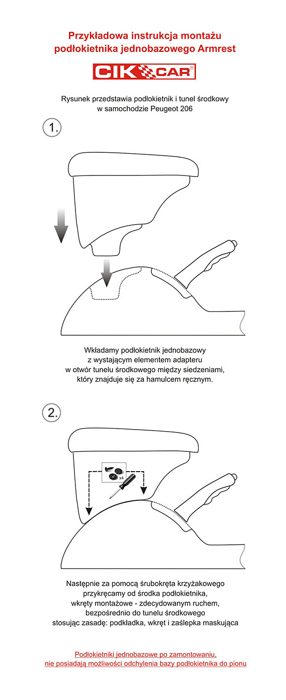 Przykładowa instrukcja montażu podłokietnika jednobazowego